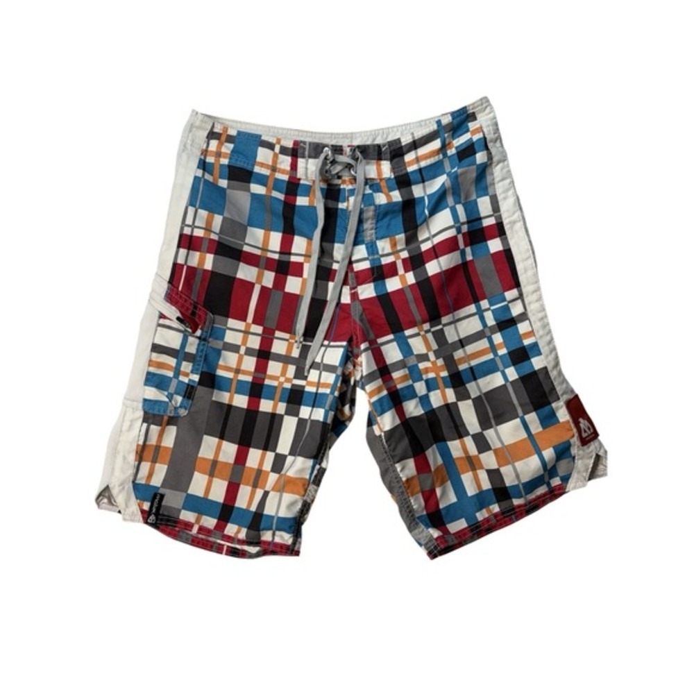 Matix Men's Board Shorts Color Block Red/Blue/Yellow, Size L Hawaiian Floral/ 32